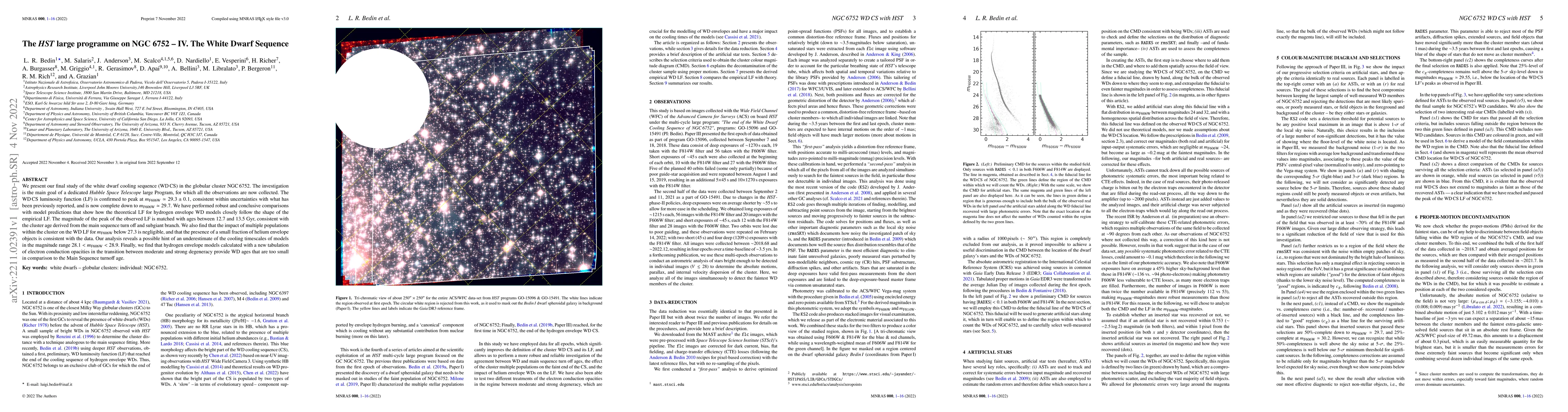 Thumbnail for The HST large programme on NGC 6752 -- IV. The White Dwarf Sequence