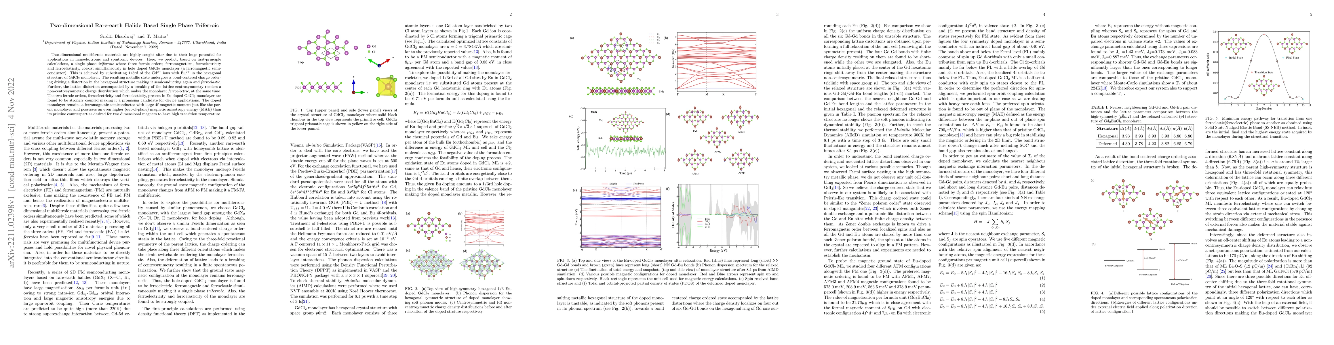 Thumbnail for Two-dimensional Rare-earth Halide Based Single Phase Triferroic