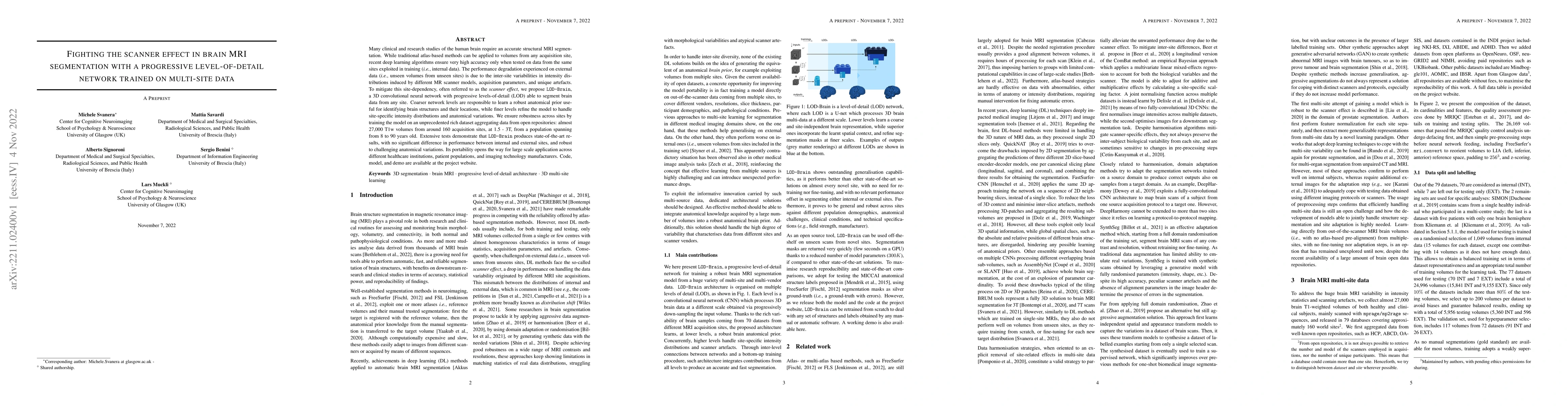Thumbnail for Fighting the scanner effect in brain MRI segmentation with a progressive
  level-of-detail network trained on multi-site data