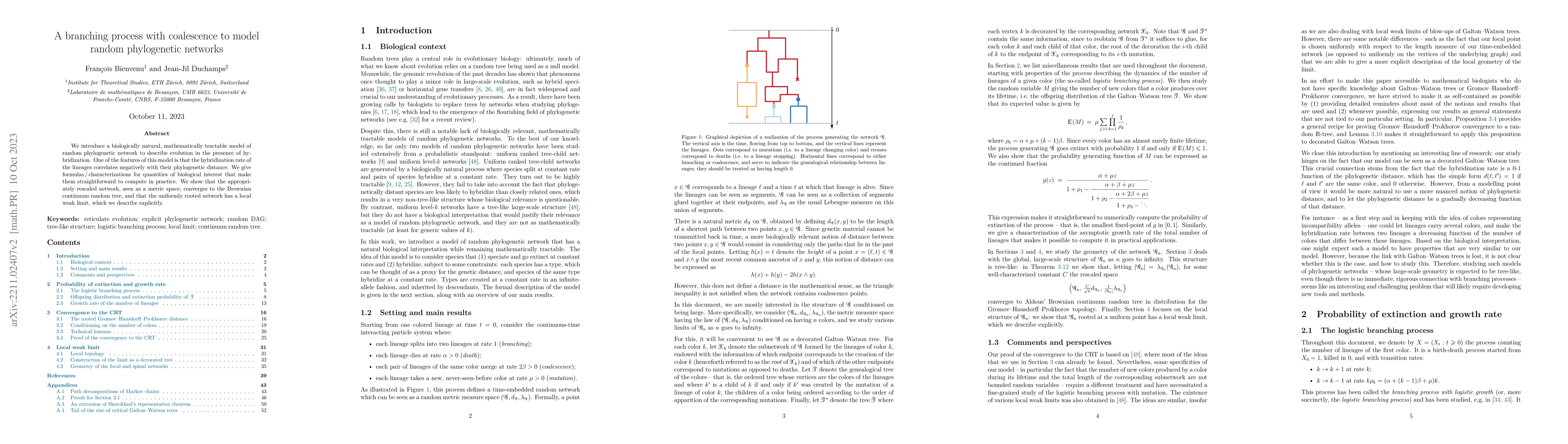 Thumbnail for A branching process with coalescence to model random phylogenetic
  networks