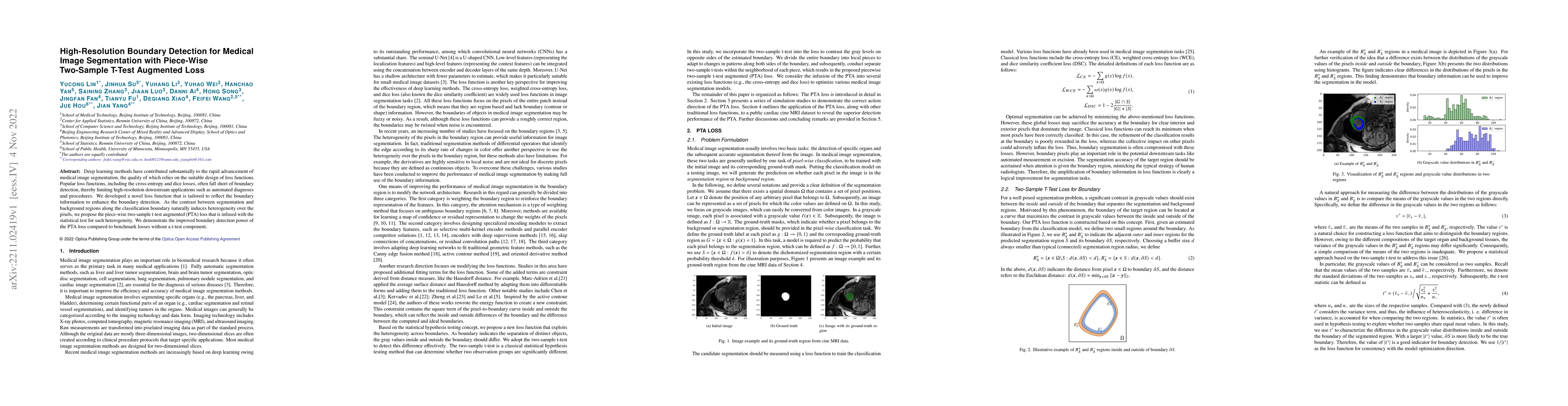 Thumbnail for High-Resolution Boundary Detection for Medical Image Segmentation with
  Piece-Wise Two-Sample T-Test Augmented Loss
