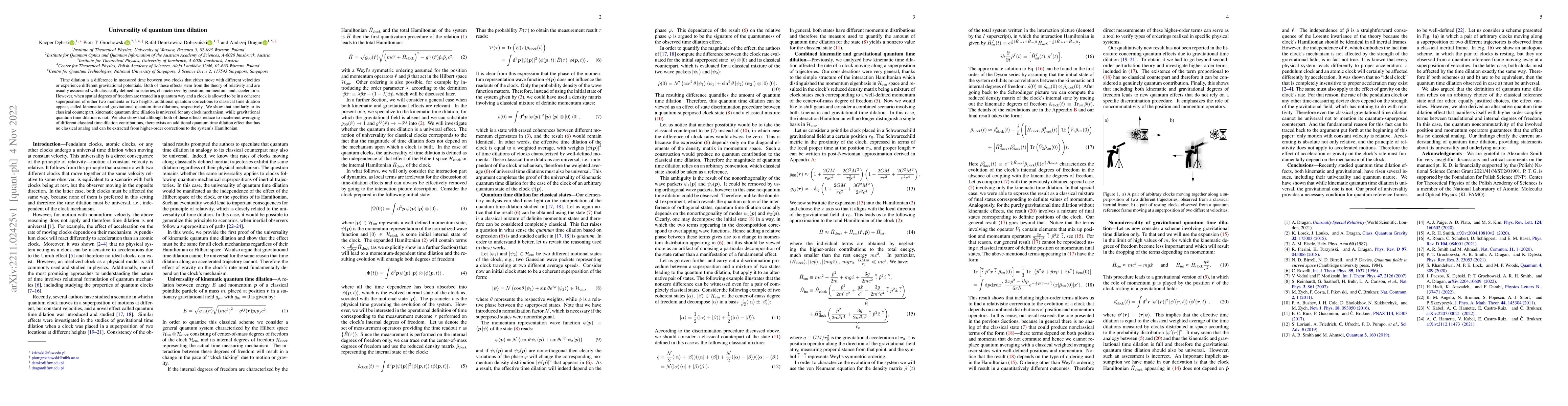 Thumbnail for Universality of quantum time dilation