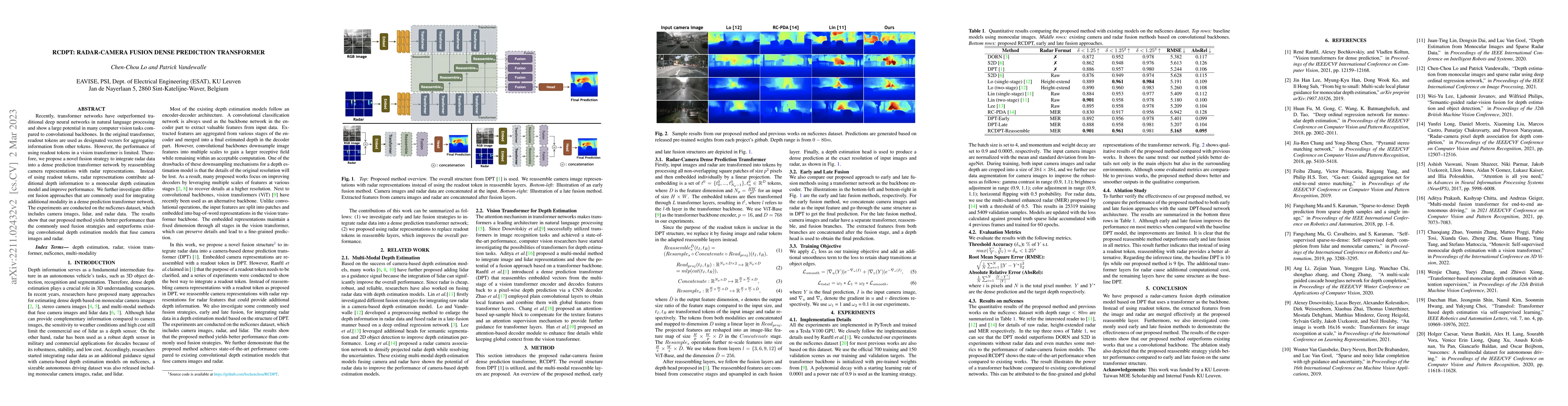 Thumbnail for RCDPT: Radar-Camera fusion Dense Prediction Transformer