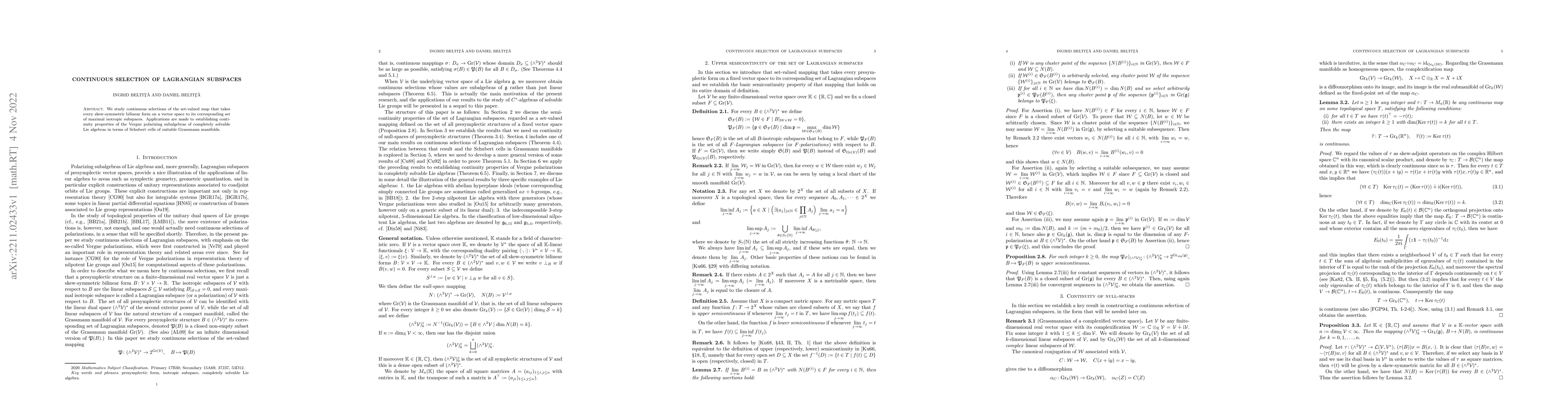 Thumbnail for Continuous selection of Lagrangian subspaces