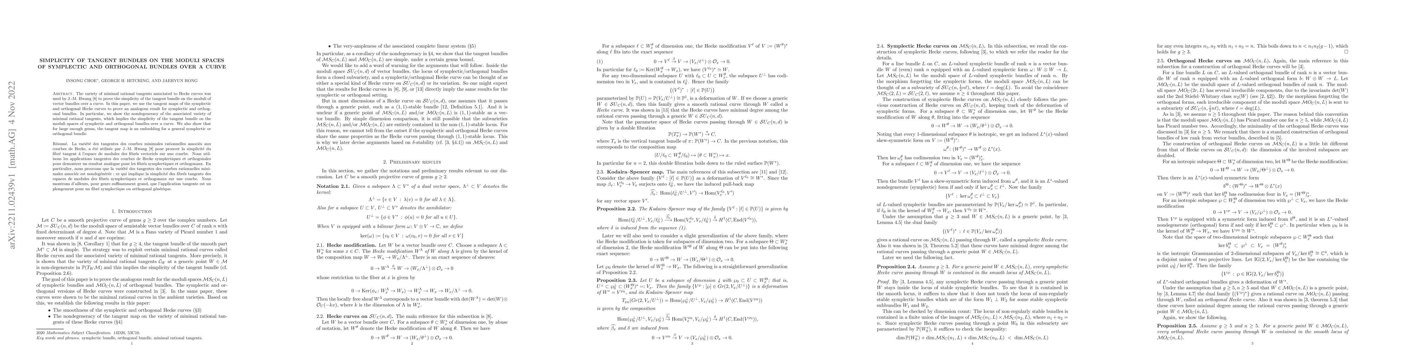 Thumbnail for Simplicity of tangent bundles on the moduli spaces of symplectic and
  orthogonal bundles over a curve