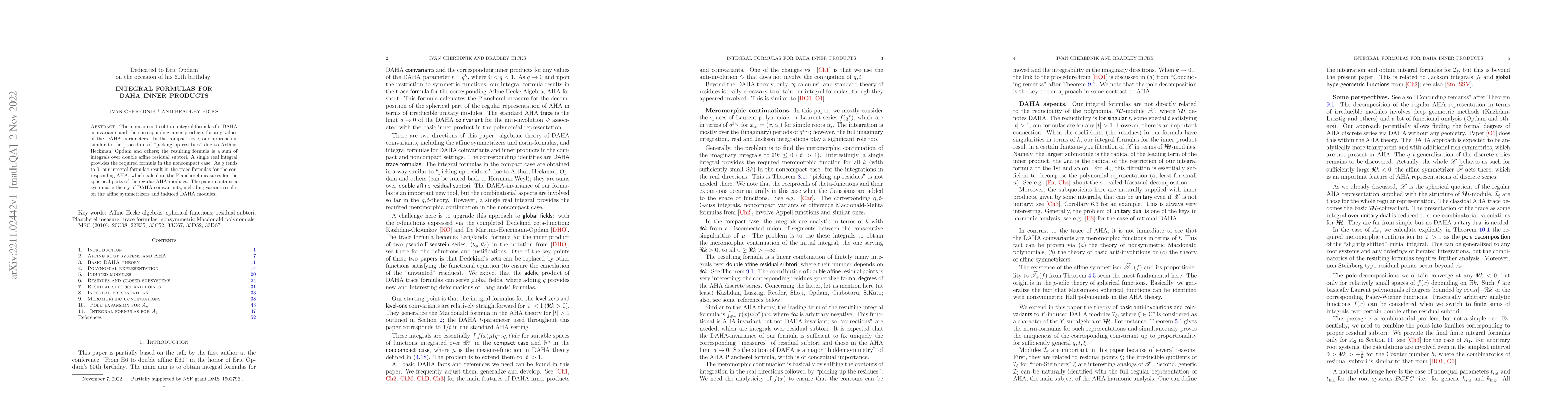 Thumbnail for Integral formulas for DAHA inner products
