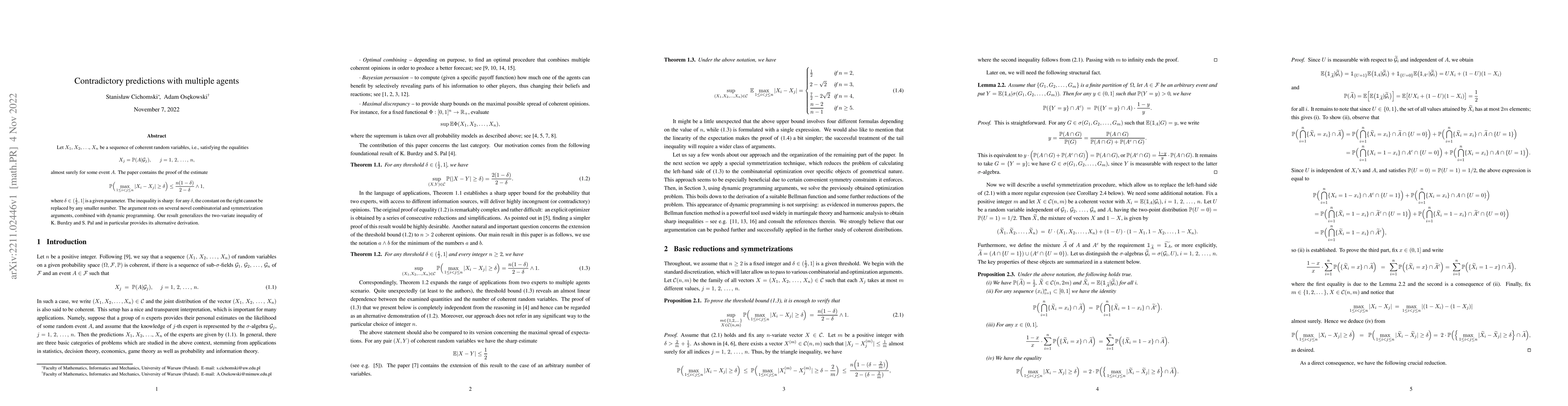 Thumbnail for Contradictory predictions with multiple agents