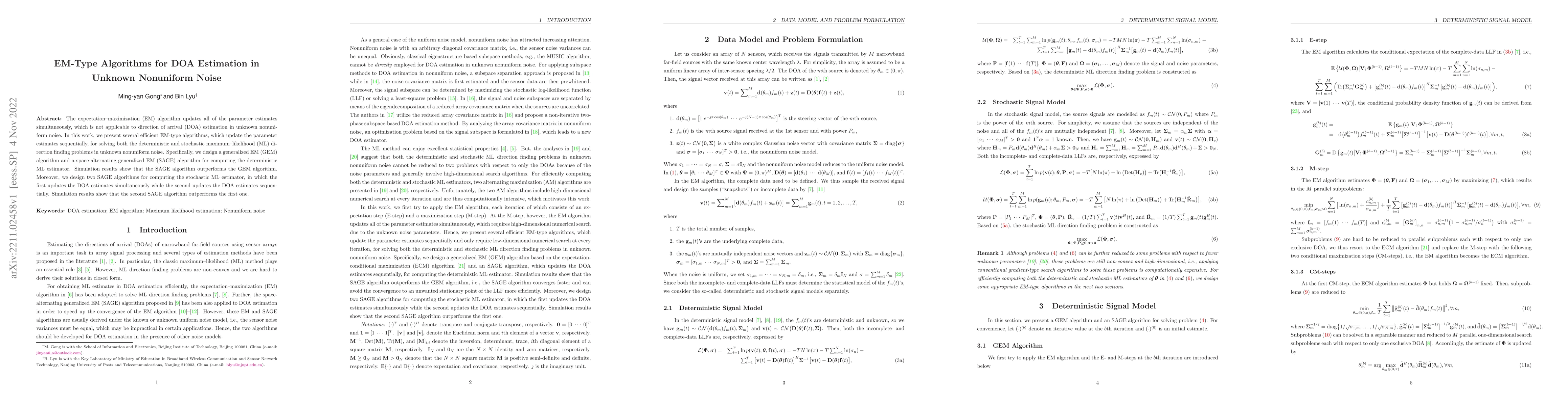 Thumbnail for EM-Type Algorithms for DOA Estimation in Unknown Nonuniform Noise