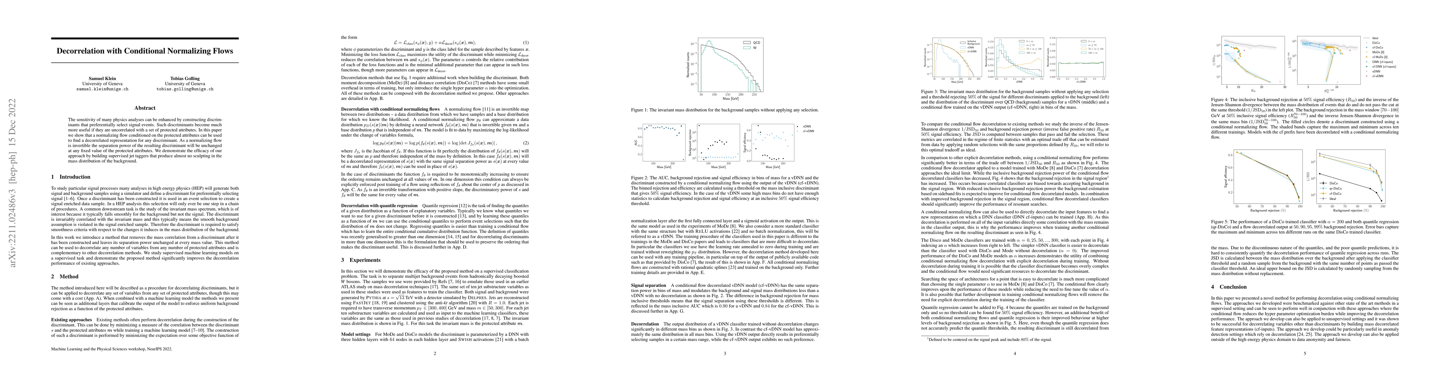 Thumbnail for Decorrelation with conditional normalizing flows