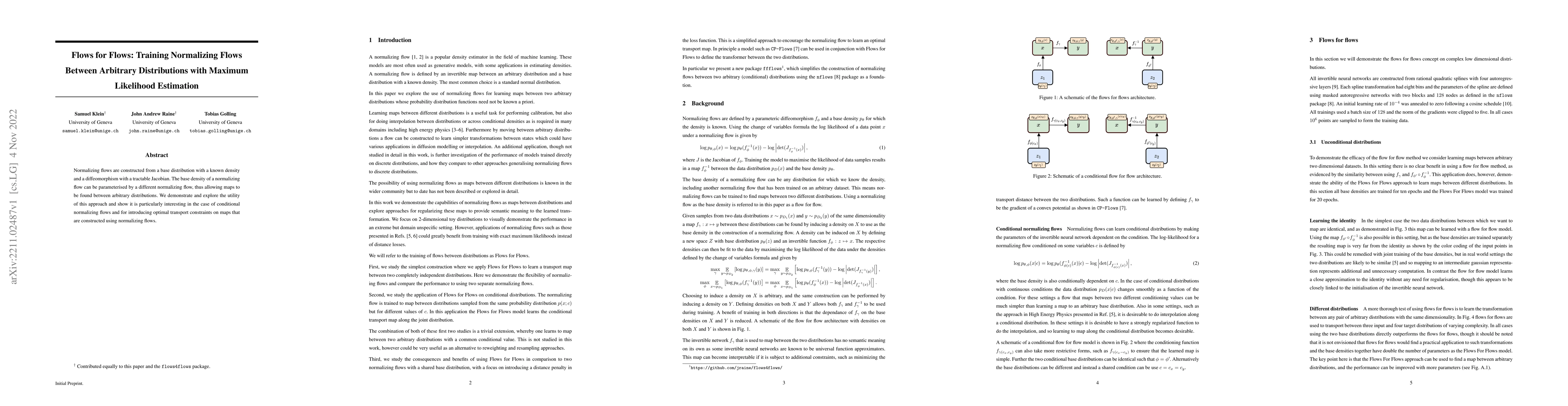 Thumbnail for Flows for Flows: Training Normalizing Flows Between Arbitrary
  Distributions with Maximum Likelihood Estimation