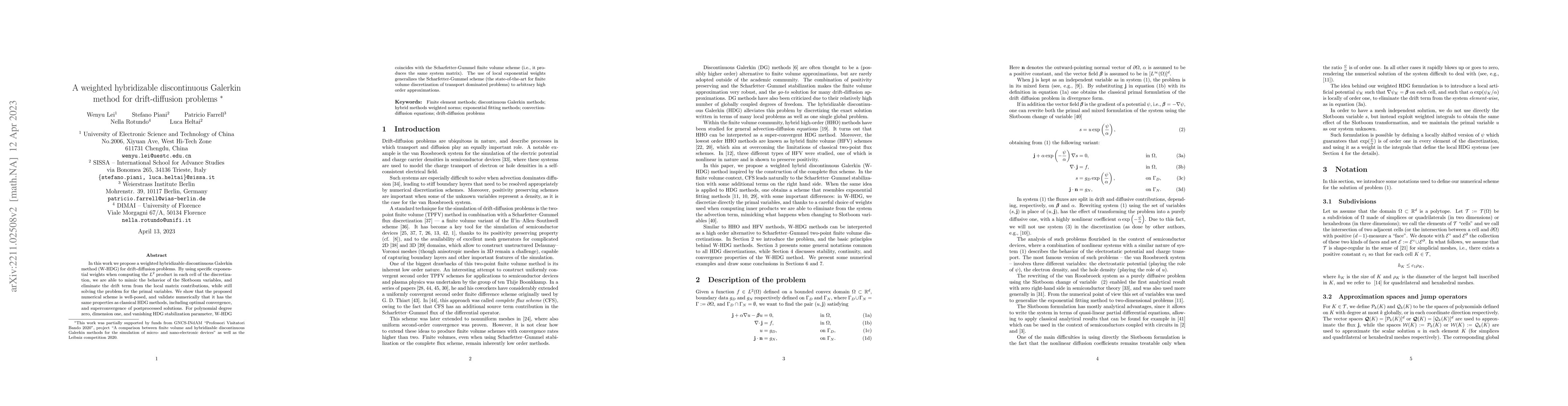 Thumbnail for A weighted Hybridizable Discontinuous Galerkin method for
  drift-diffusion problems