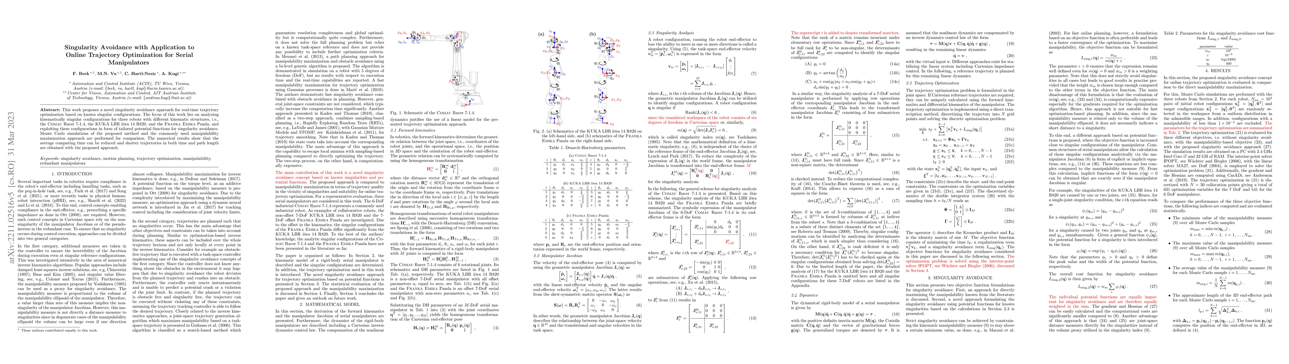 Thumbnail for Singularity Avoidance with Application to Online Trajectory Optimization
  for Serial Manipulators