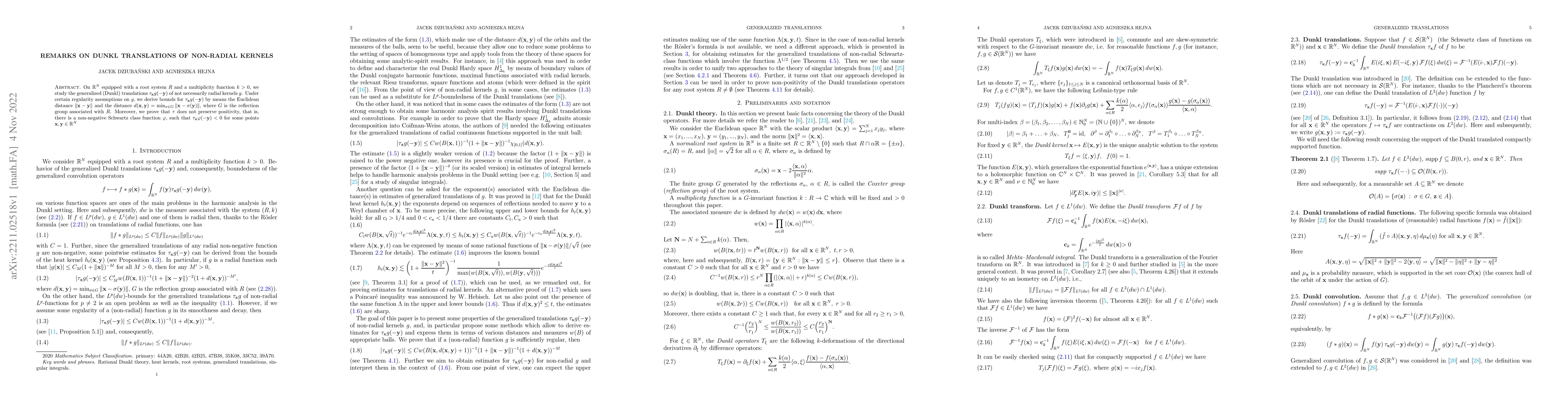 Thumbnail for Remarks on Dunkl translations of non-radial kernels