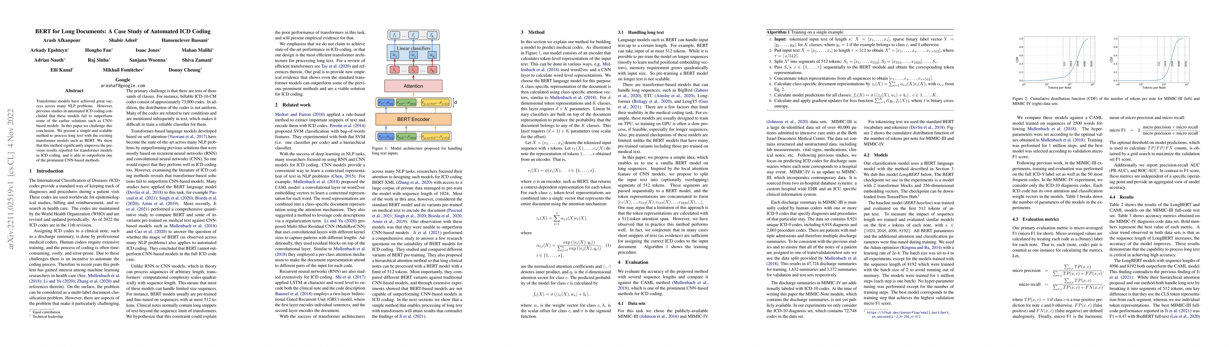 Thumbnail for BERT for Long Documents: A Case Study of Automated ICD Coding