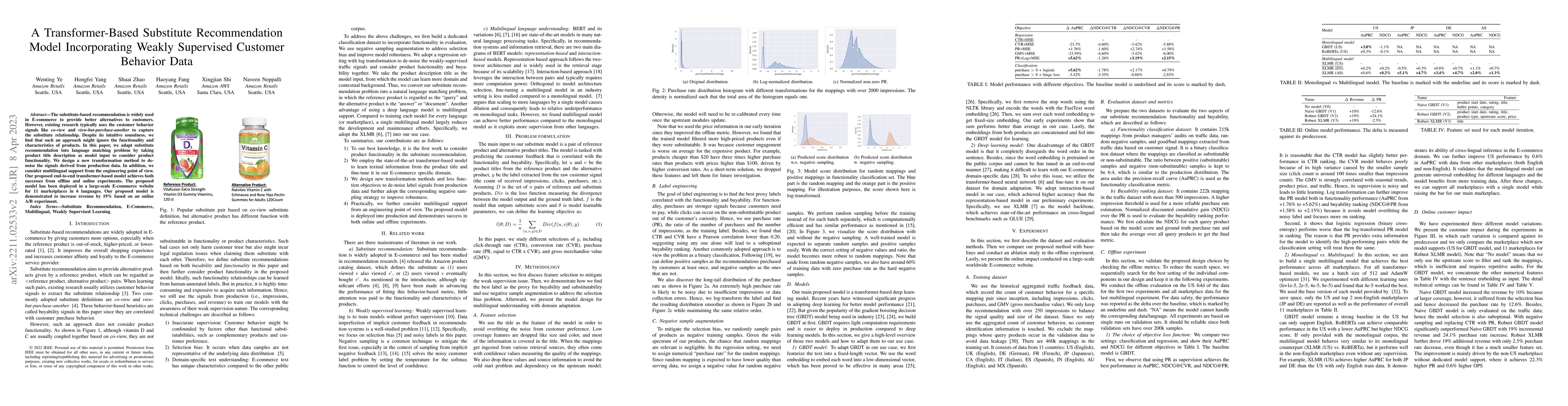 Thumbnail for A Transformer-Based Substitute Recommendation Model Incorporating Weakly
  Supervised Customer Behavior Data