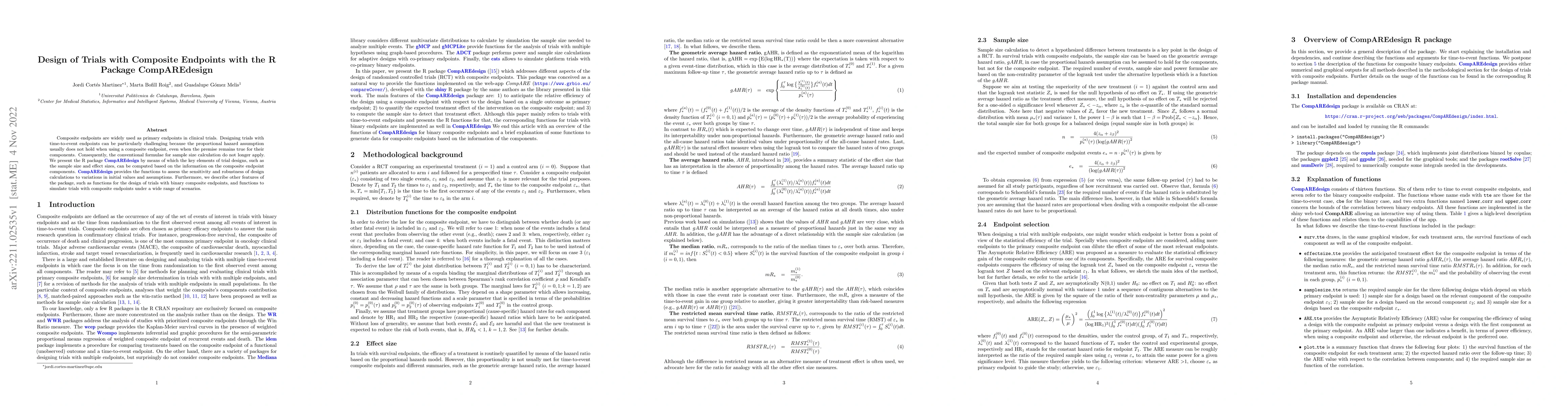 Thumbnail for Design of Trials with Composite Endpoints with the R Package
  CompAREdesign