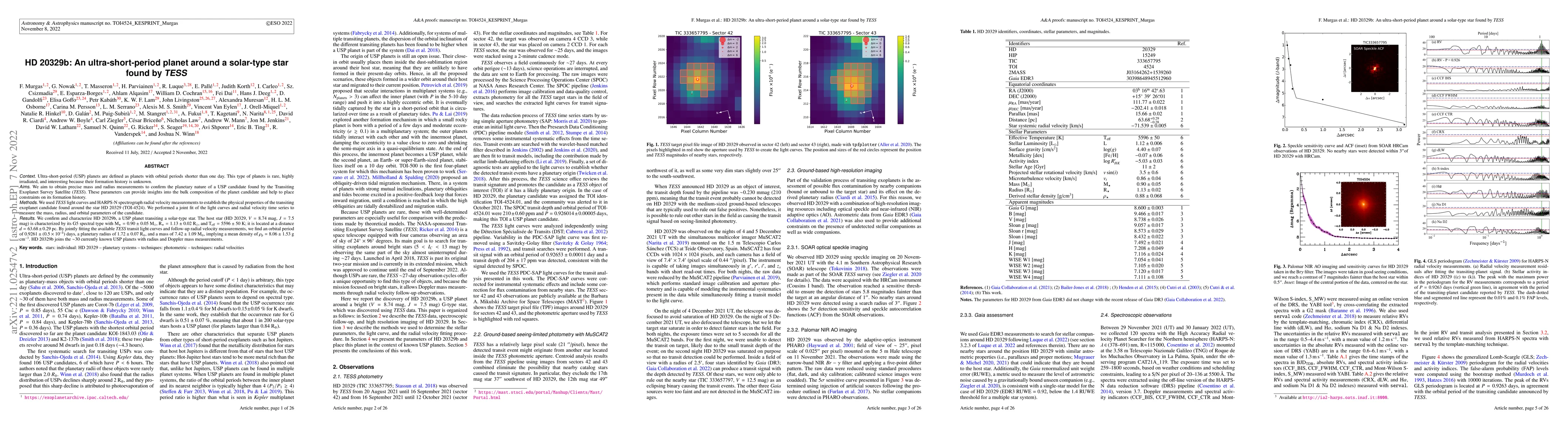 Thumbnail for HD 20329b: An ultra-short-period planet around a solar-type star found
  by TESS