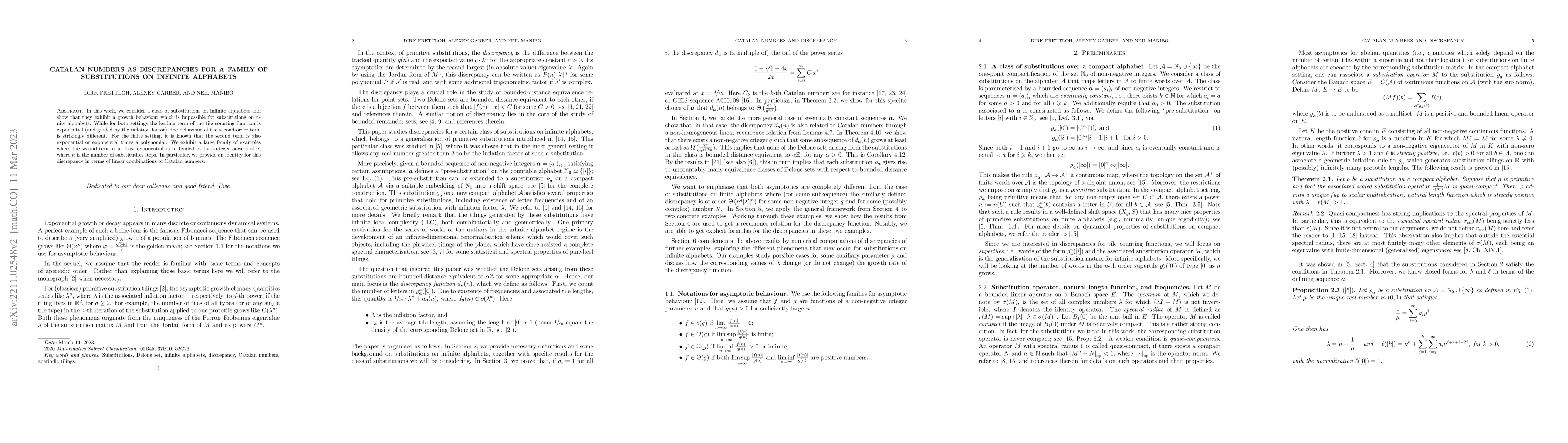 Thumbnail for Catalan numbers as discrepancies for a family of substitutions on
  infinite alphabets