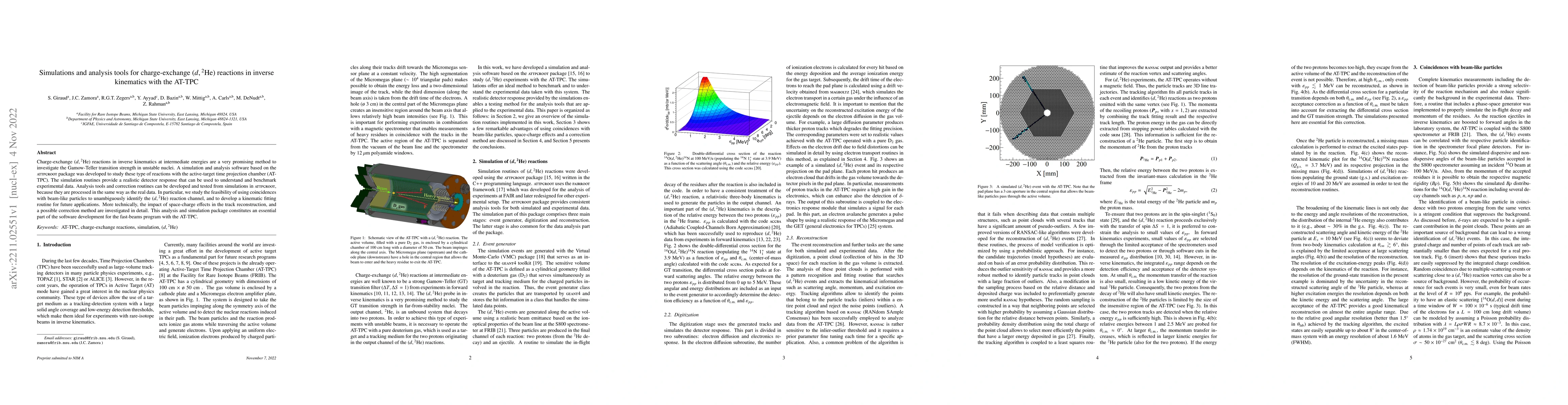Thumbnail for Simulations and analysis tools for charge-exchange $(d,{}^{2}\text{He})$
  reactions in inverse kinematics with the AT-TPC