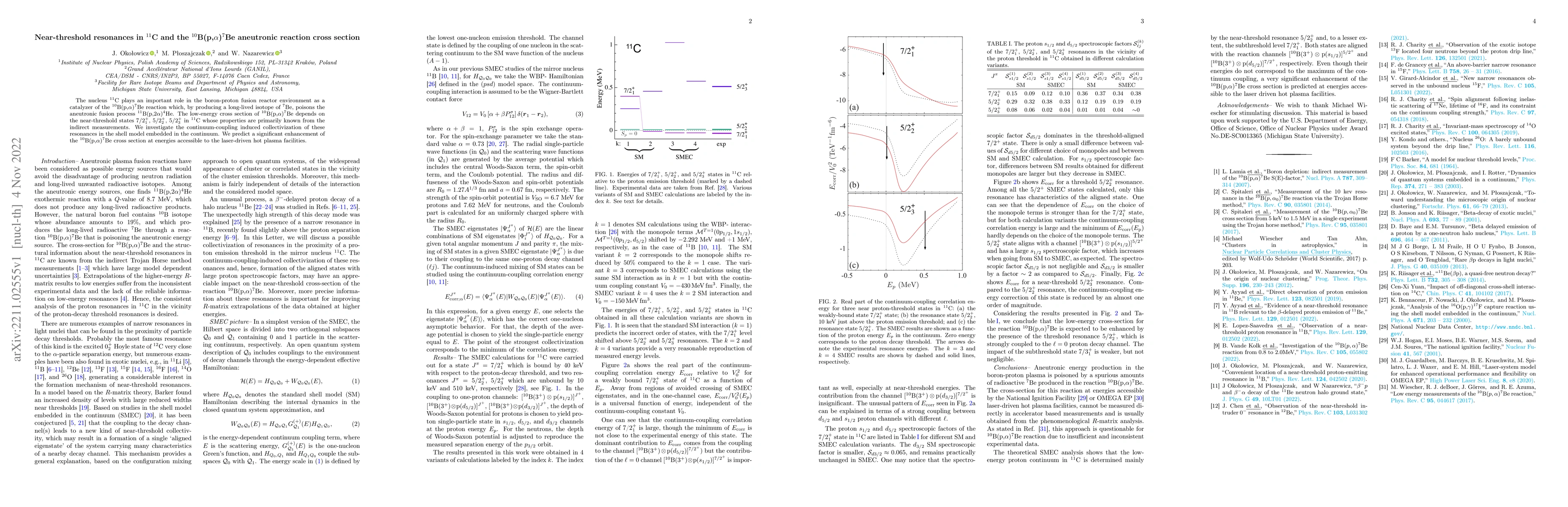 Thumbnail for Near-threshold resonances in 11C and the 10B(p,{\alpha})7Be aneutronic
  reaction cross section