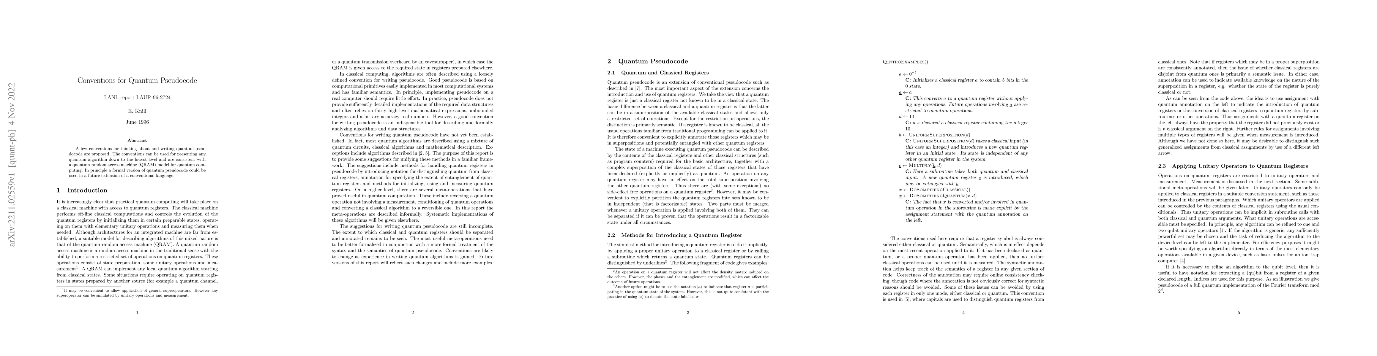 Thumbnail for Conventions for Quantum Pseudocode