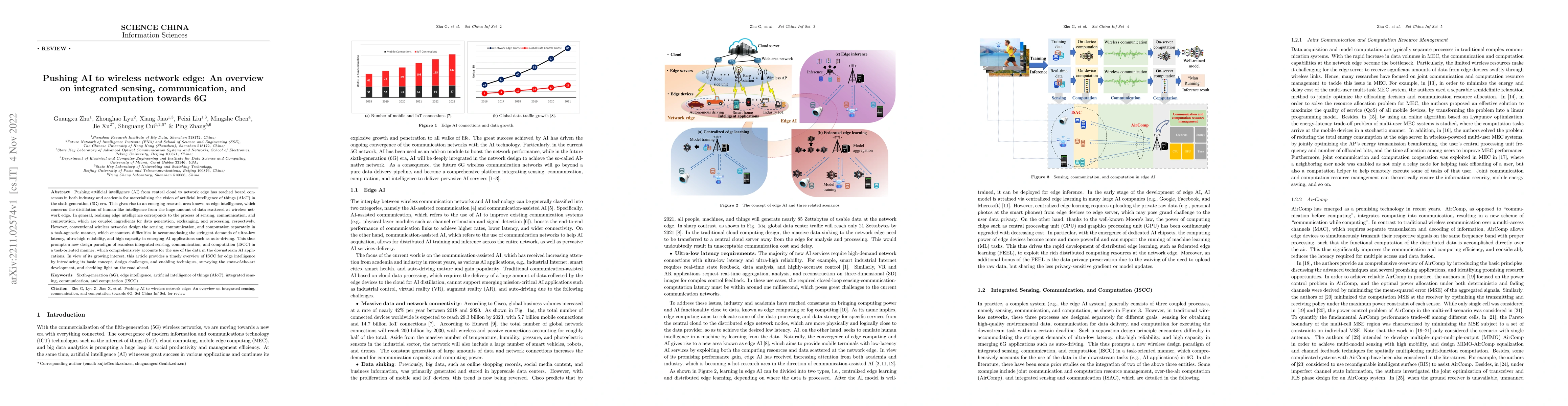 Thumbnail for Pushing AI to Wireless Network Edge: An Overview on Integrated Sensing,
  Communication, and Computation towards 6G