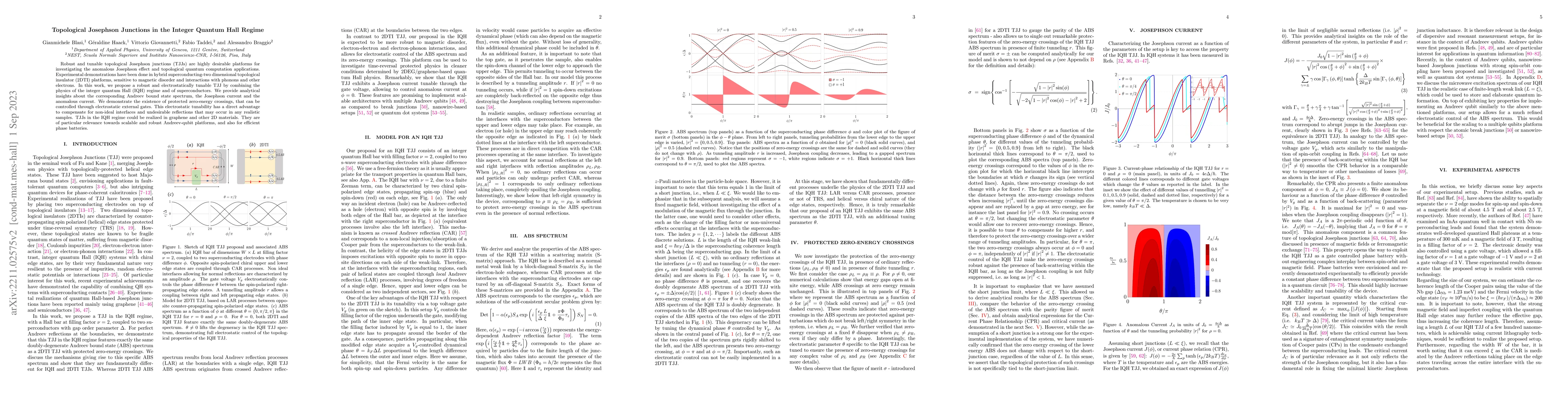 Thumbnail for Topological Josephson Junctions in the Integer Quantum Hall Regime