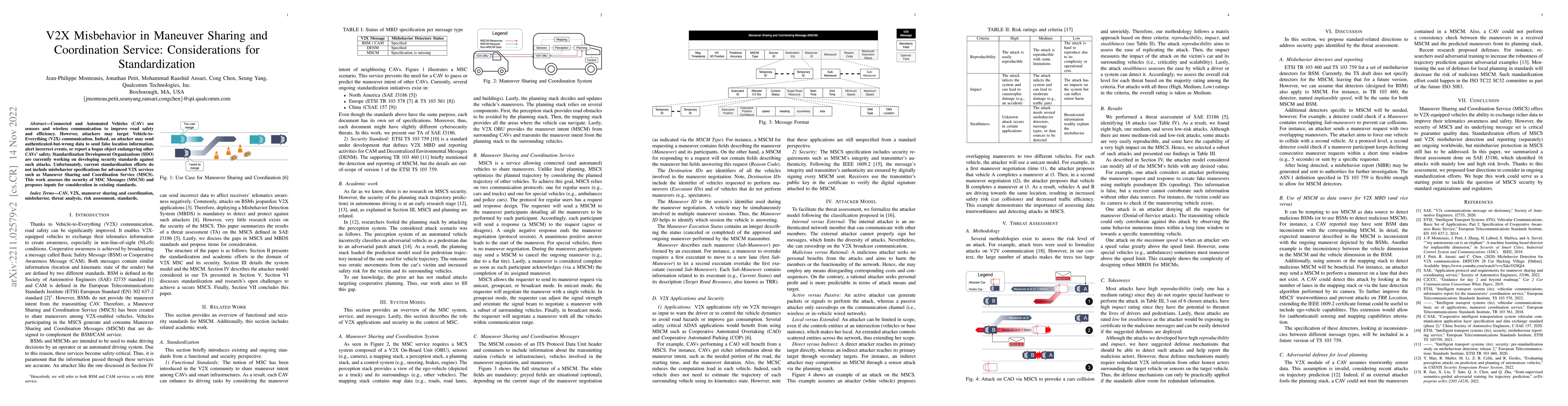 Thumbnail for V2X Misbehavior in Maneuver Sharing and Coordination Service:
  Considerations for Standardization