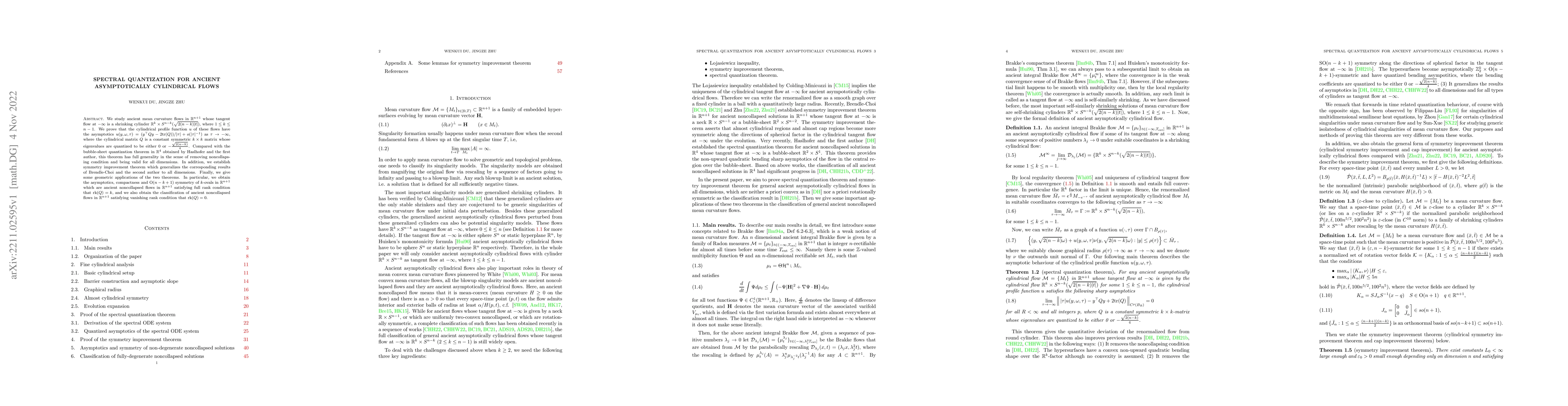 Thumbnail for Spectral quantization for ancient asymptotically cylindrical flows