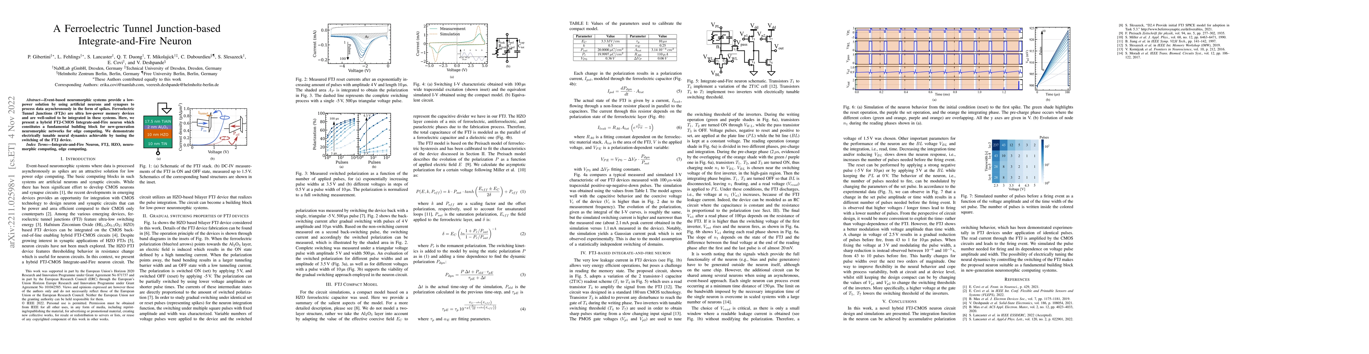 Thumbnail for A Ferroelectric Tunnel Junction-based Integrate-and-Fire Neuron