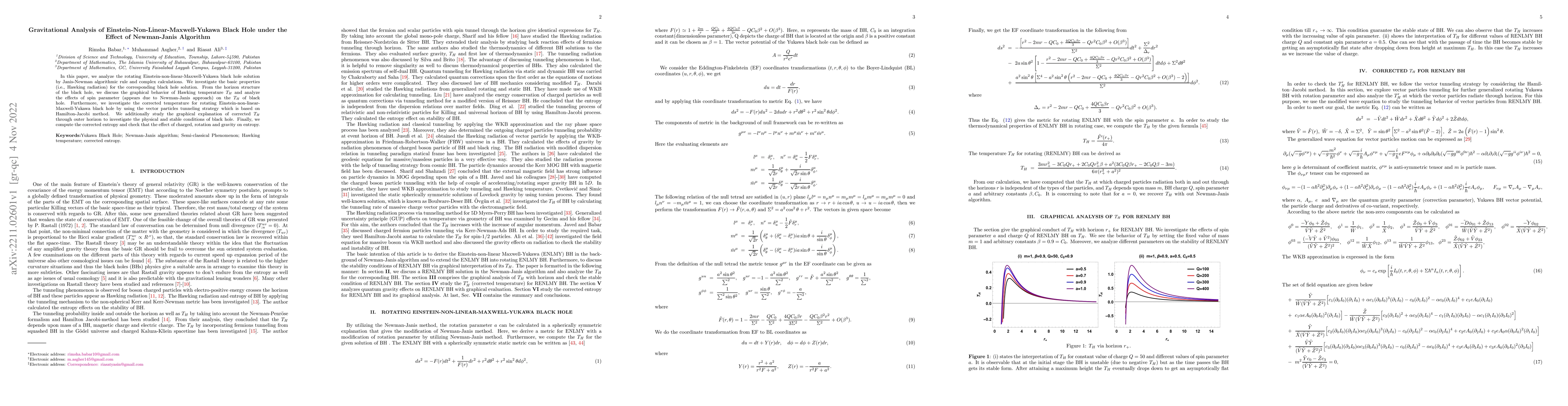 Thumbnail for Gravitational Analysis of Einstein-Non-Linear-Maxwell-Yukawa Black Hole
  under the Effect of Newman-Janis Algorithm