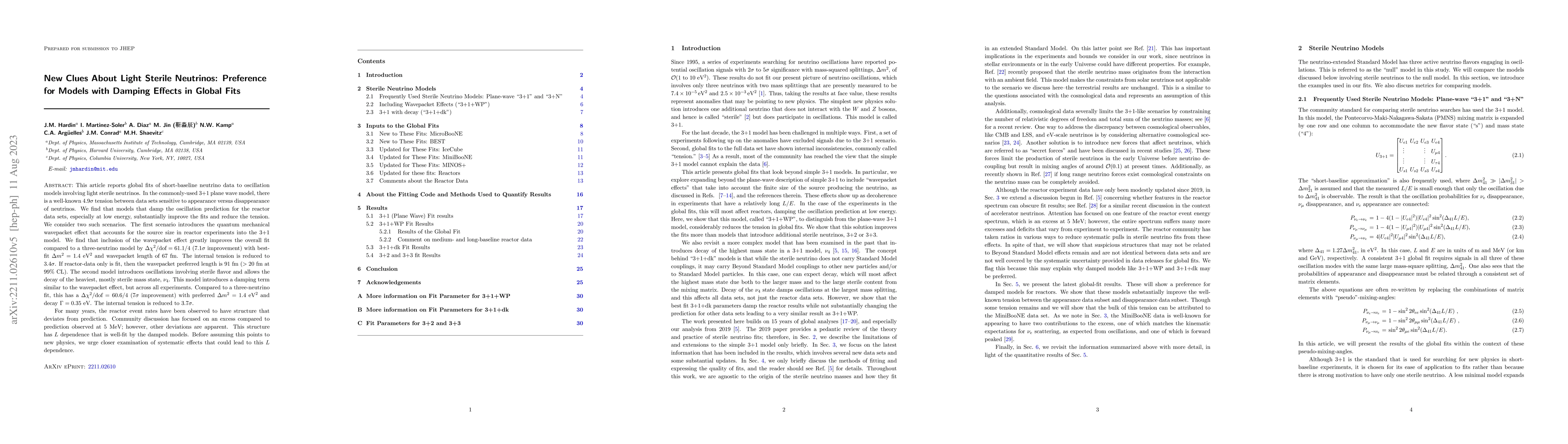 Thumbnail for New Clues About Light Sterile Neutrinos: Preference for Models with
  Damping Effects in Global Fits