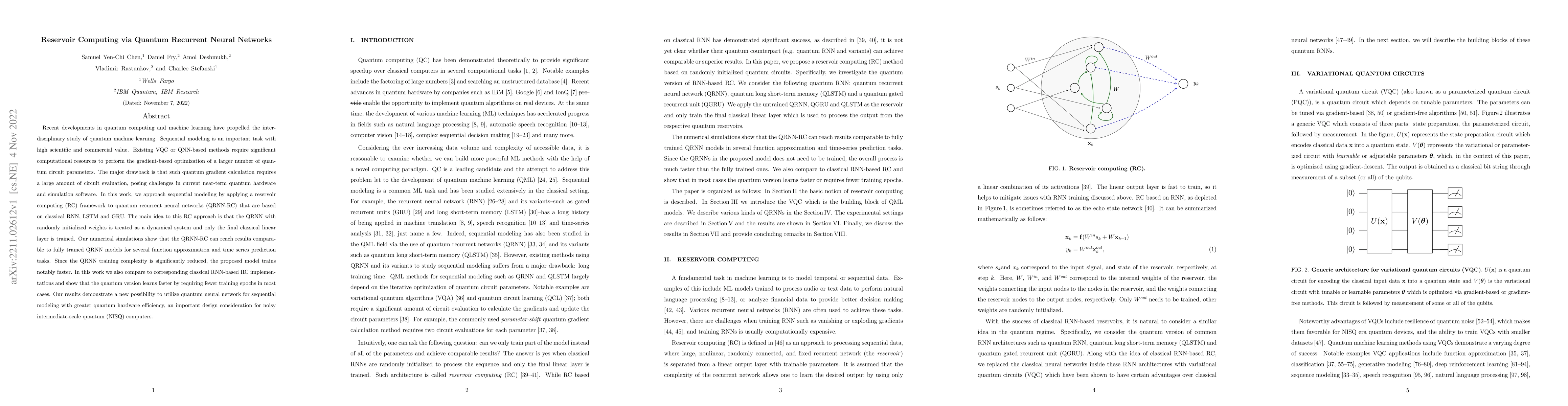 Thumbnail for Reservoir Computing via Quantum Recurrent Neural Networks