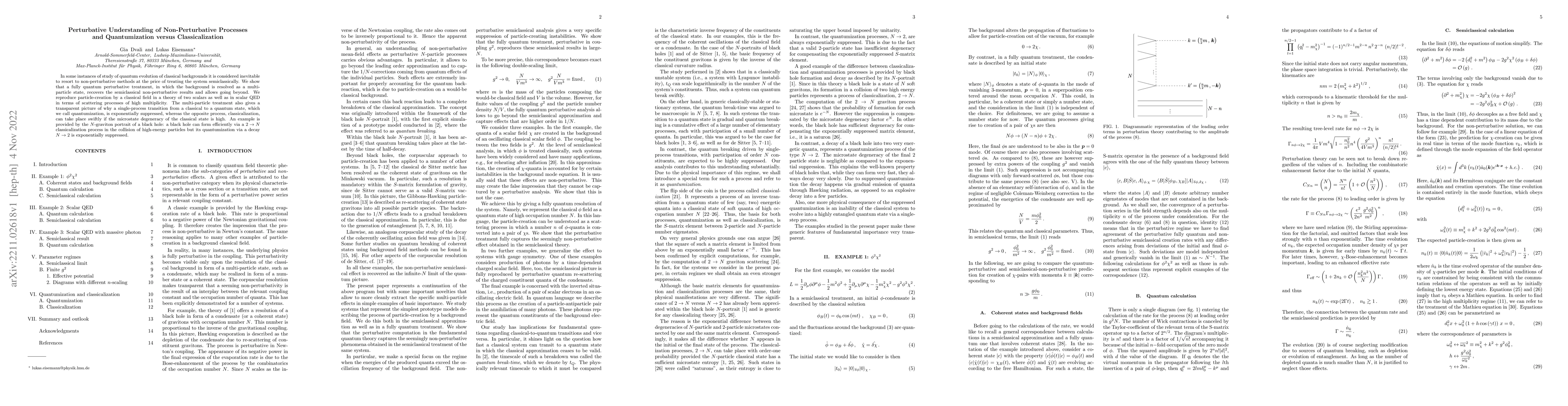 Thumbnail for Perturbative Understanding of Non-Perturbative Processes and
  Quantumization versus Classicalization