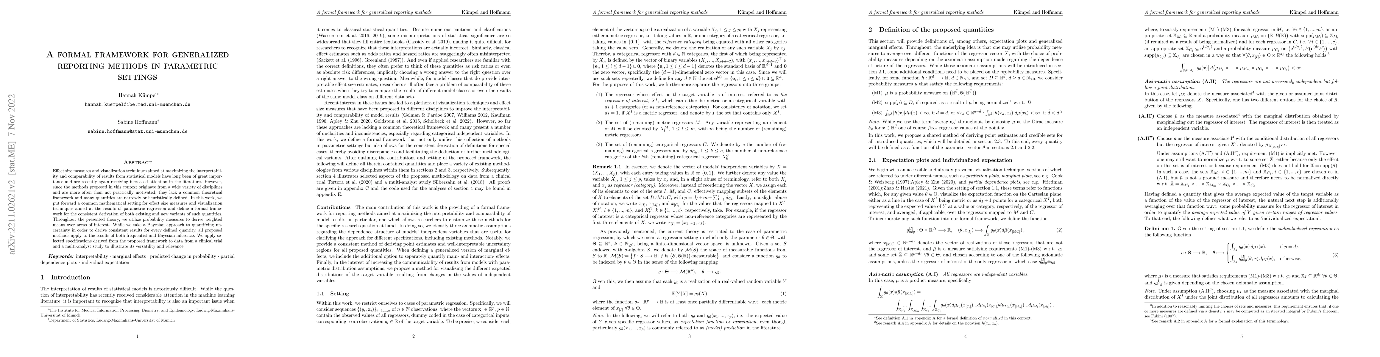 Thumbnail for A formal framework for generalized reporting methods in parametric
  settings