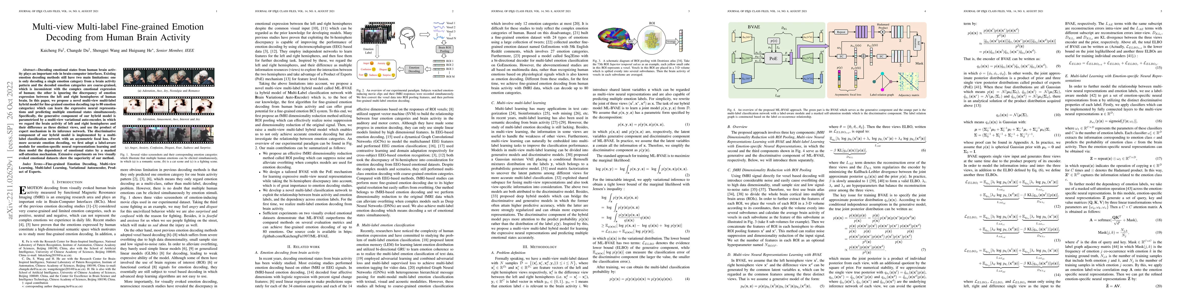 Thumbnail for Multi-view Multi-label Fine-grained Emotion Decoding from Human Brain
  Activity