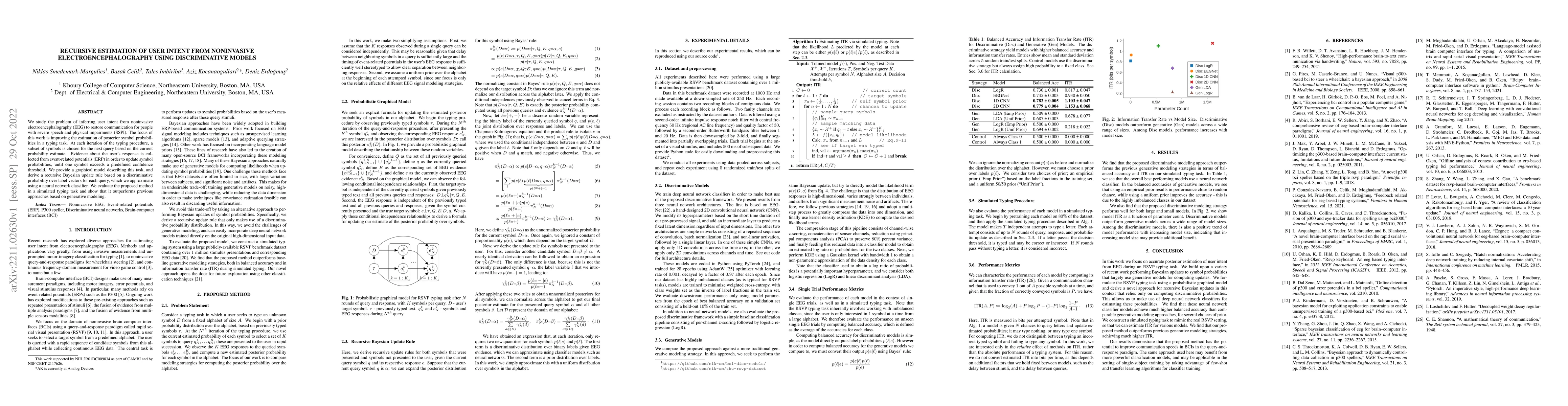 Thumbnail for Recursive Estimation of User Intent from Noninvasive
  Electroencephalography using Discriminative Models