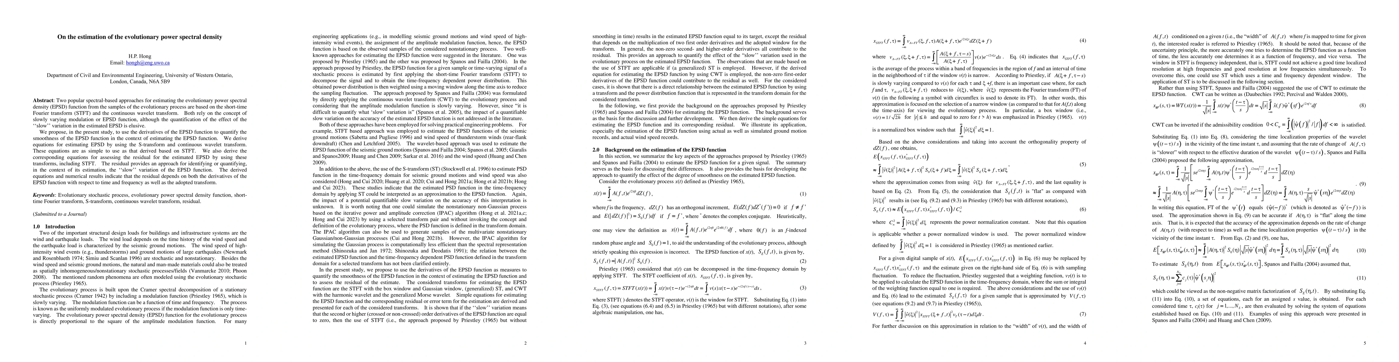 Thumbnail for On the estimation of the evolutionary power spectral density