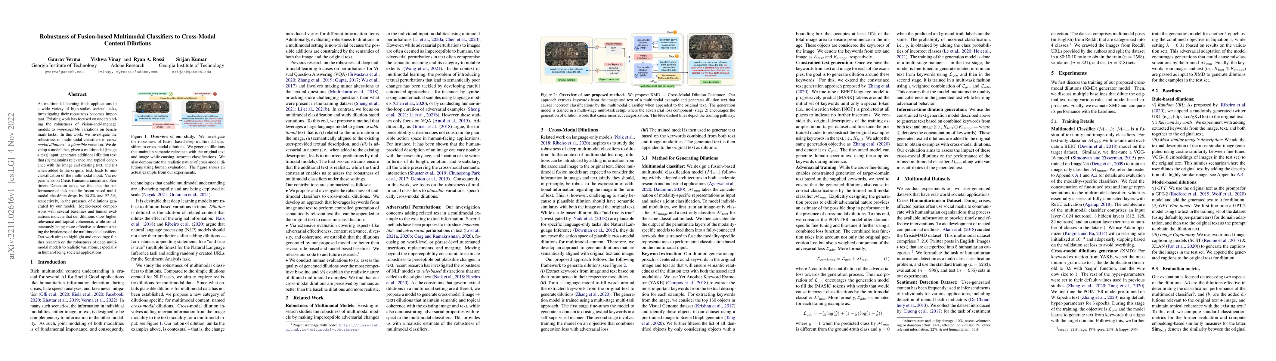 Thumbnail for Robustness of Fusion-based Multimodal Classifiers to Cross-Modal Content
  Dilutions