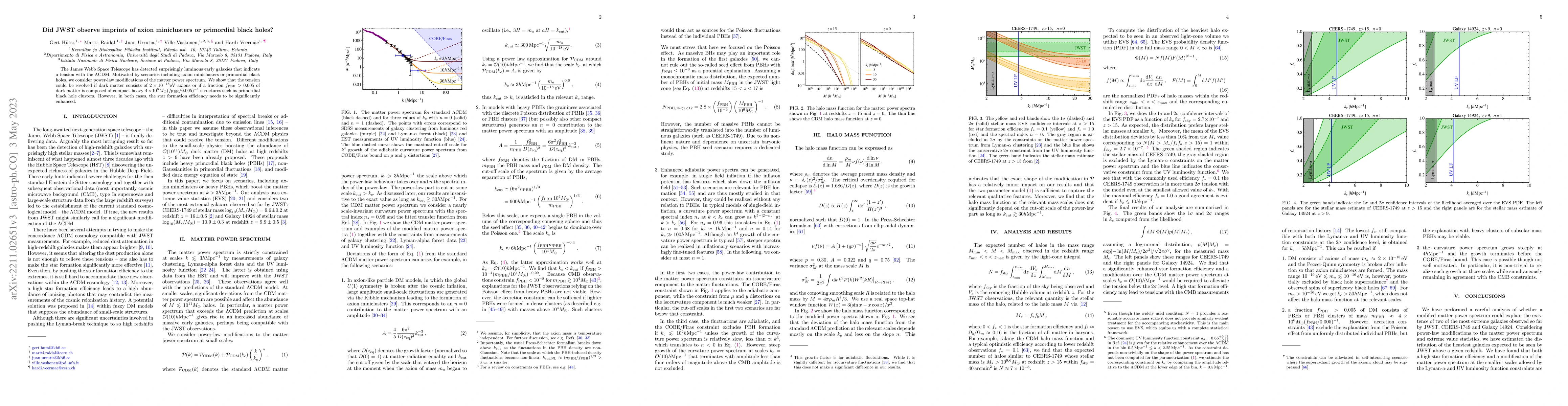 Thumbnail for Did JWST observe imprints of axion miniclusters or primordial black
  holes?