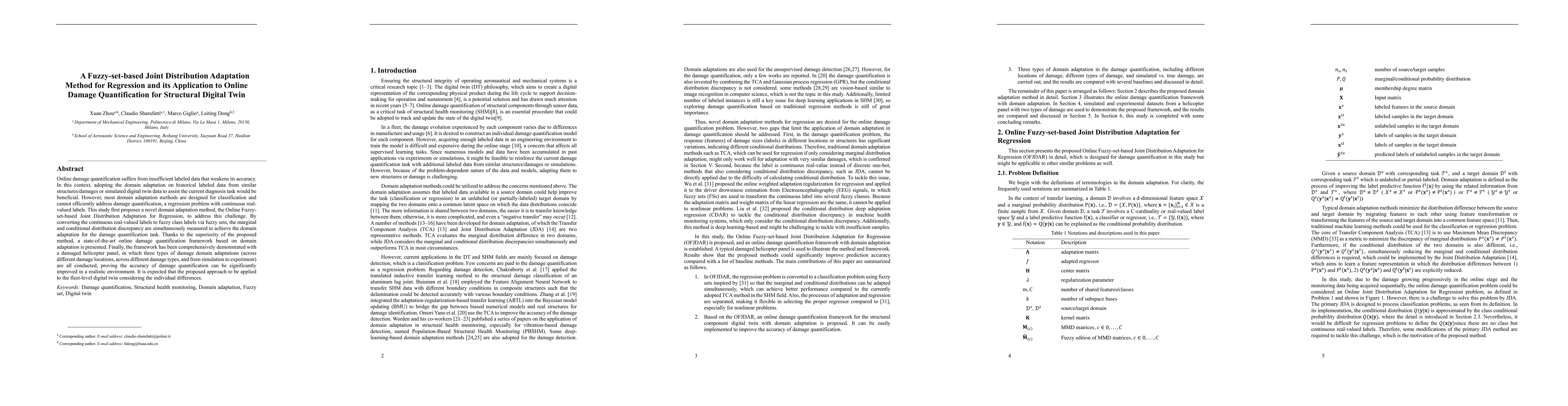Thumbnail for A Fuzzy-set-based Joint Distribution Adaptation Method for Regression
  and its Application to Online Damage Quantification for Structural Digital
  Twin