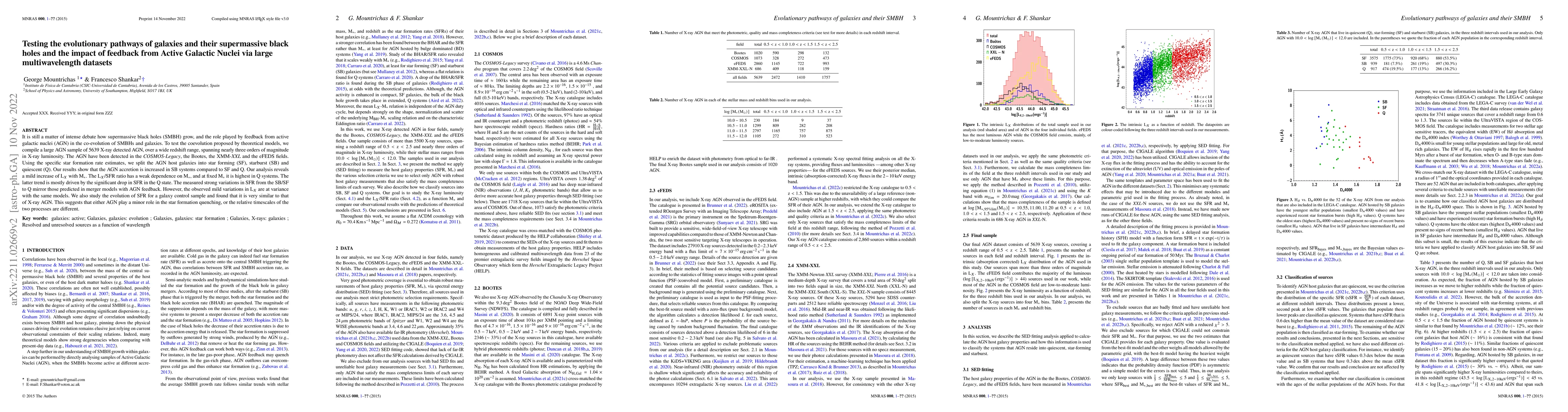 Thumbnail for Testing the evolutionary pathways of galaxies and their supermassive
  black holes and the impact of feedback from Active Galactic Nuclei via large
  multiwavelength datasets
