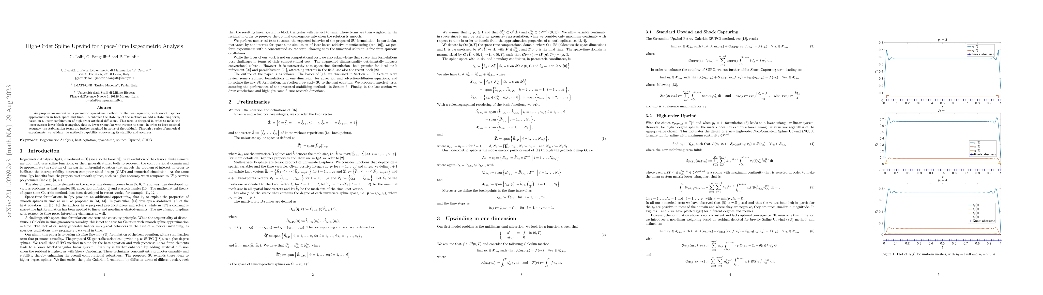 Thumbnail for High-Order Spline Upwind for Space-Time Isogeometric Analysis