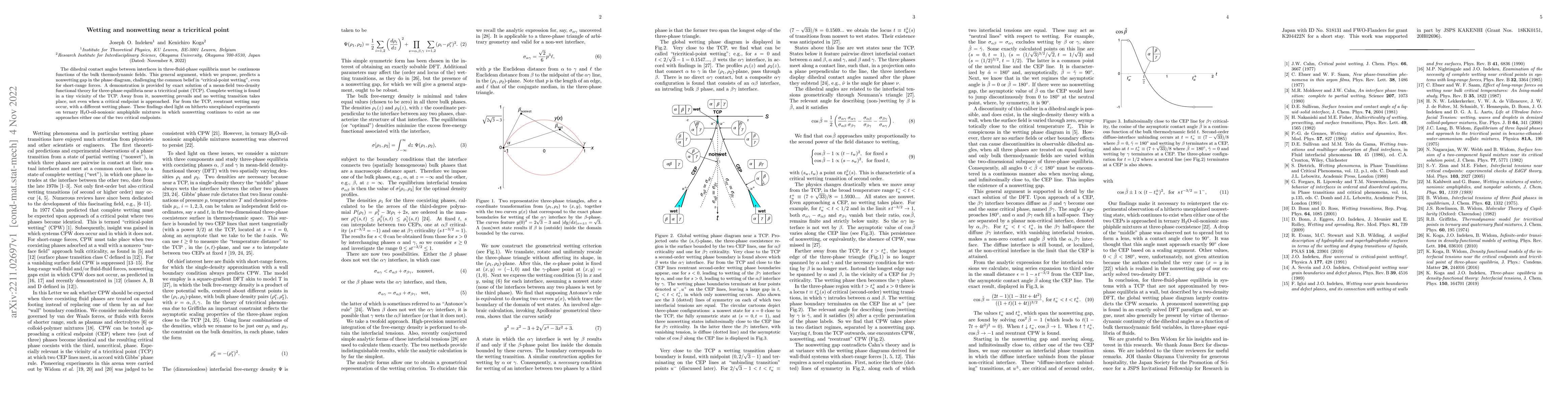 Thumbnail for Wetting and nonwetting near a tricritical point