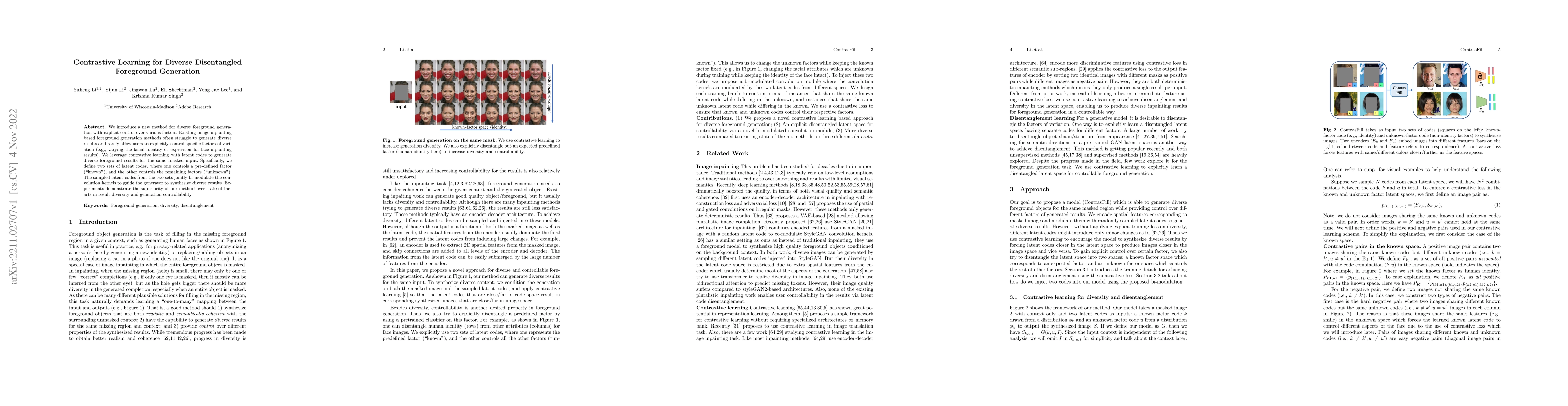 Thumbnail for Contrastive Learning for Diverse Disentangled Foreground Generation