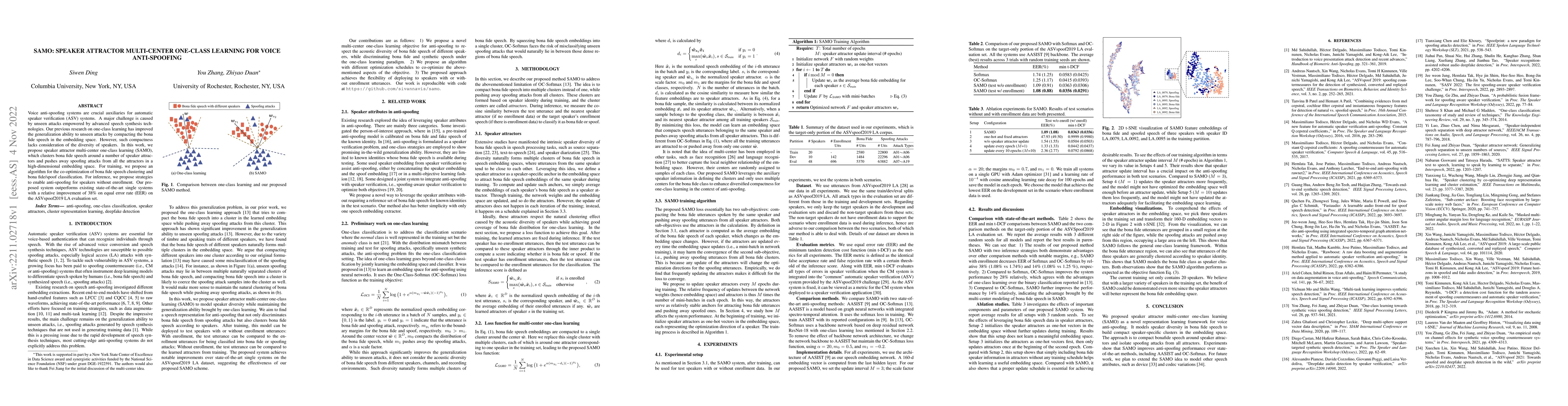Thumbnail for SAMO: Speaker Attractor Multi-Center One-Class Learning for Voice
  Anti-Spoofing