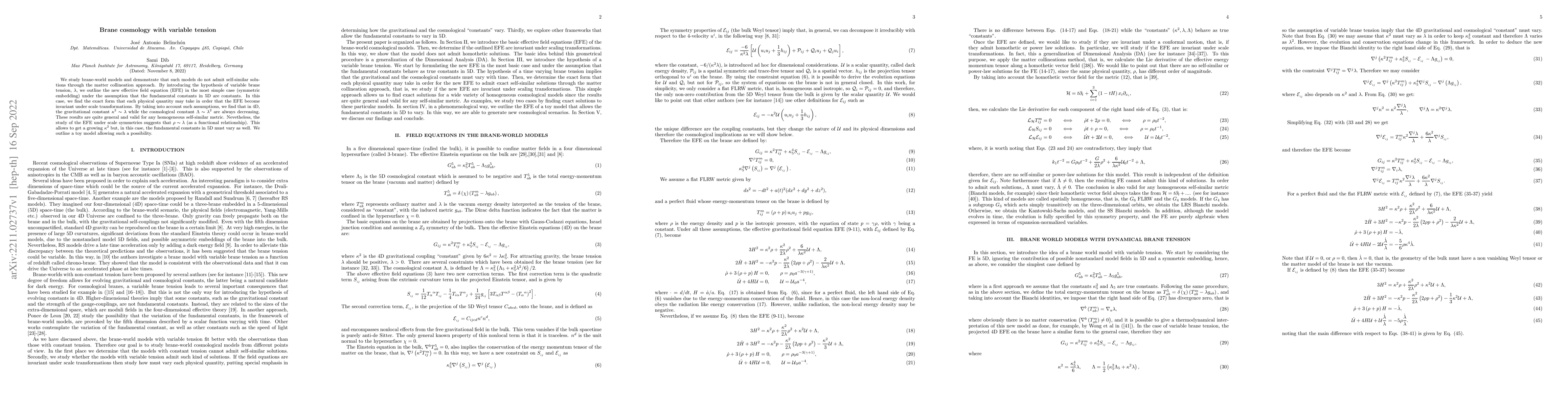 Thumbnail for Brane cosmology with variable tension