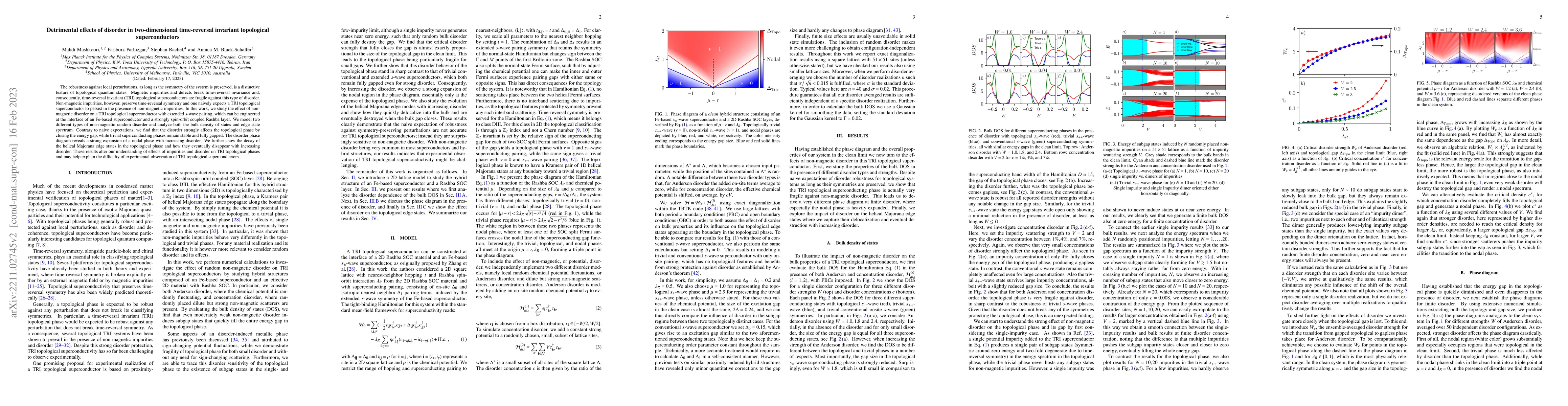 Thumbnail for Detrimental effects of disorder in two-dimensional time-reversal
  invariant topological superconductors