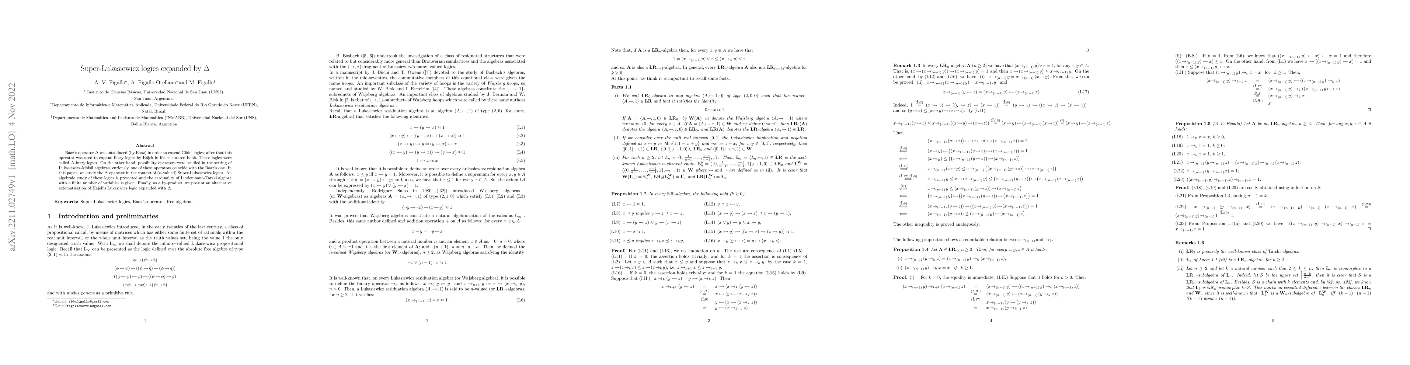 Thumbnail for Super-\L ukasiewicz logics expanded by $\Delta$