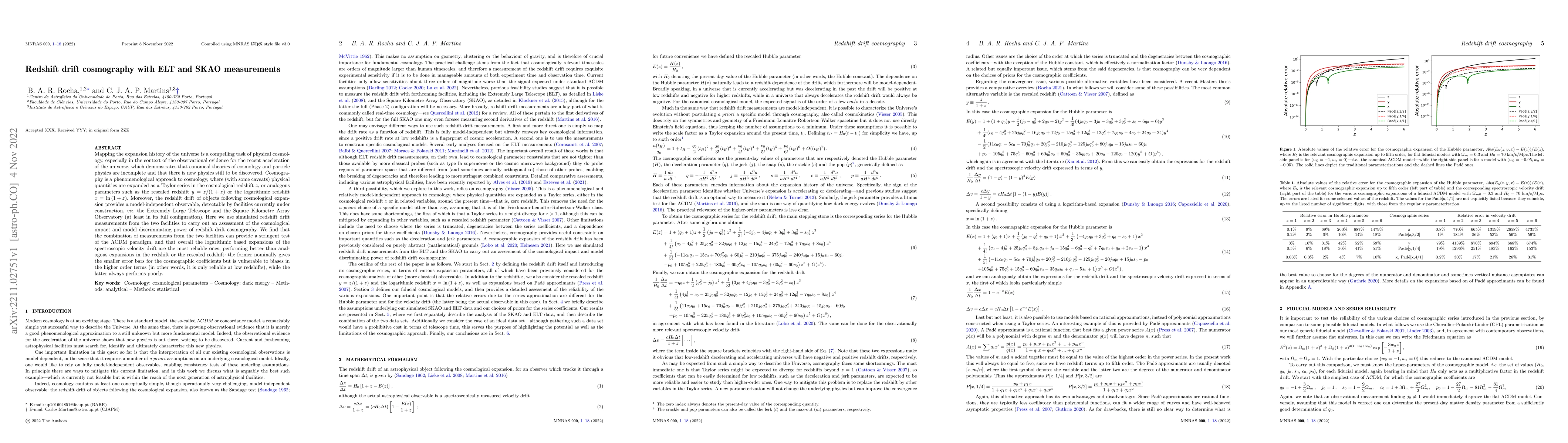 Thumbnail for Redshift drift cosmography with ELT and SKAO measurements